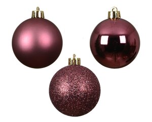 Decoris Kerstballen kunststof - D6cm Donkerroze 10 stuks - afbeelding 4