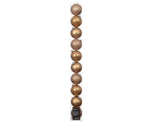 Decoris Kerstballen kunststof - D6cm Karamelbruin 10 stuks - afbeelding 1