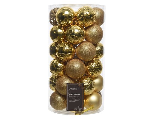 Decoris Kerstballen kunststof - D6cm Licht goud 37 stuks
