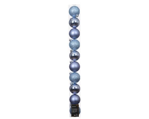 Decoris Kerstballen kunststof - D6cm Ochtendblauw 10 stuks - afbeelding 1