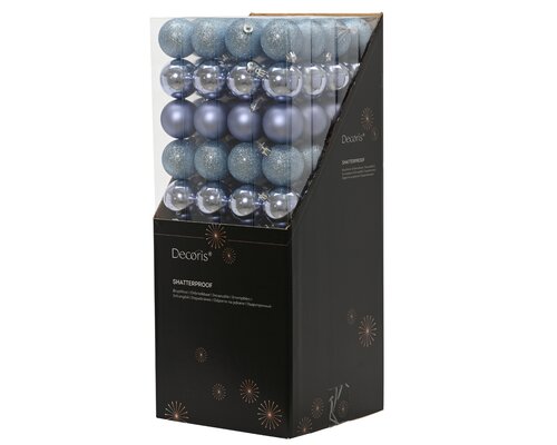 Decoris Kerstballen kunststof - D6cm Ochtendblauw 10 stuks - afbeelding 2