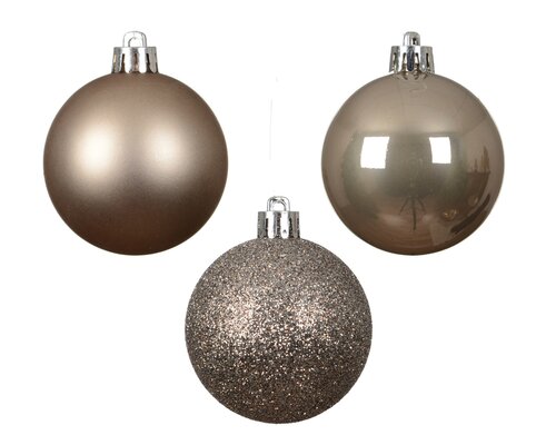 Decoris Kerstballen kunststof - D6cm Smokey parel 10 stuks - afbeelding 4