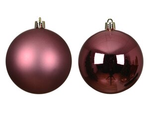 Decoris Kerstballen kunststof - D8cm Donkerroze 6 stuks - afbeelding 2