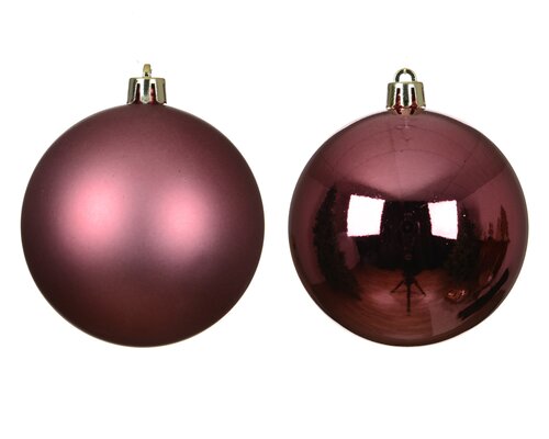 Decoris Kerstballen kunststof - D8cm Donkerroze 6 stuks - afbeelding 3
