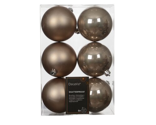 Decoris Kerstballen kunststof - D8cm Smokey parel 6 stuks - afbeelding 1