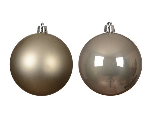 Decoris Kerstballen kunststof - D8cm Smokey parel 6 stuks - afbeelding 2