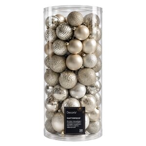 Decoris Kerstballen kunststof - Parelmoer 100 stuks