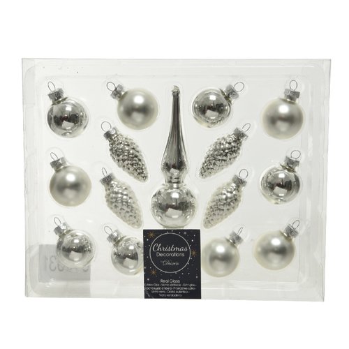 Decoris Kerstballenset glas 15 stuks - zilver
