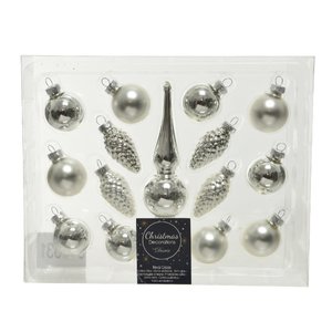 Kerstballen glas zilver - D 3,5 cm x H 13,0 cm
