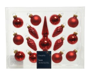 Kerstballen glas kerstrood - D 3,5 cm x H 13,0 cm