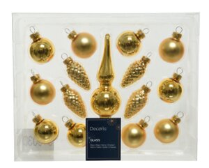 Kerstballen glas licht goud - D 3,5 cm x H 13,0 cm