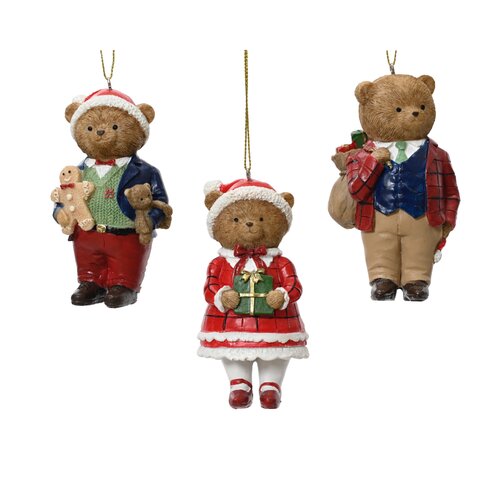 Decoris kerstboom hanger beer bruin/kleur(en) - L 6 x B 4 x H 11 cm