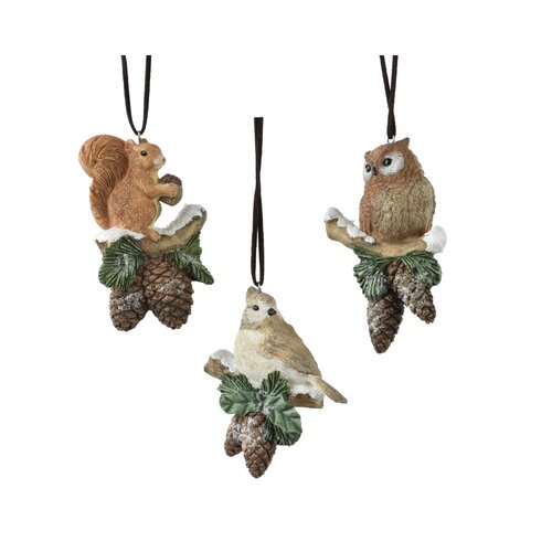 Decoris kerstboom hanger dieren bruin/kleur(en) - L 6,5 x B 3,8 x H 11 cm
