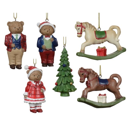 Decoris kerstboom hanger figuur bruin/kleur(en) - L 4 x B 3 x H 7,5 cm