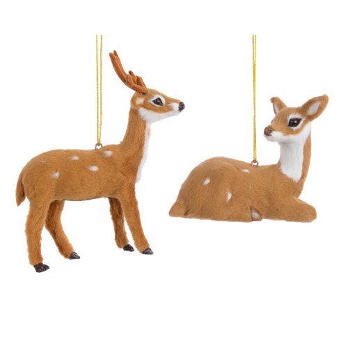 Decoris kerstboom hanger hert bruin - L 4 x B 9 x H 7,5 cm
