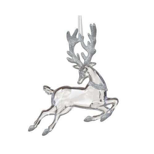 Decoris kerstboom hanger hert transparant - L 18 x B 21 x H 5 cm