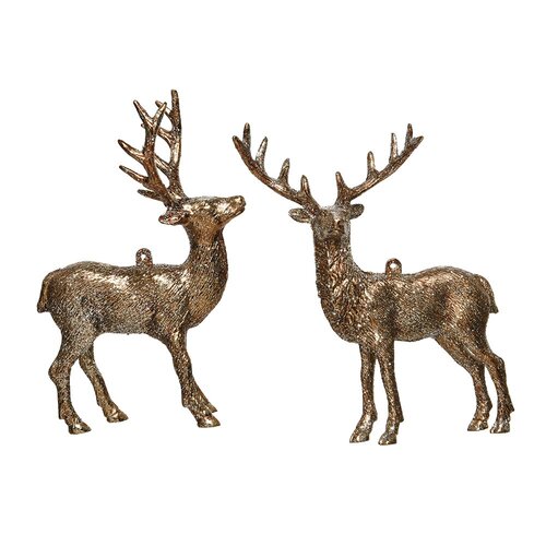 Decoris kerstboom hanger hert truffel - L 5 x B 11 x H 14 cm