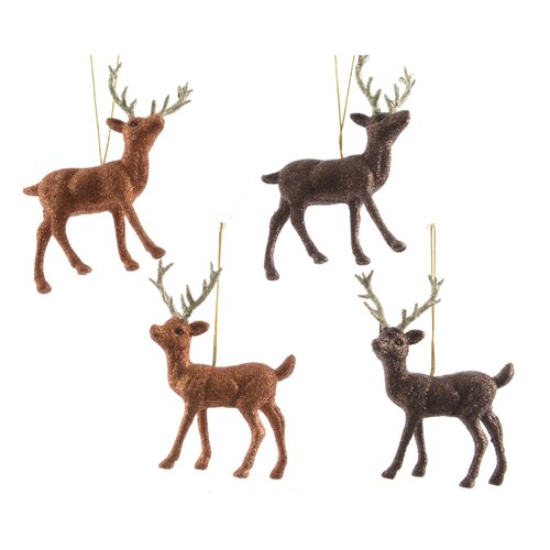 Decoris kerstboom hanger rendier assortie - L 4,5 x B 10 x H 12,5 cm