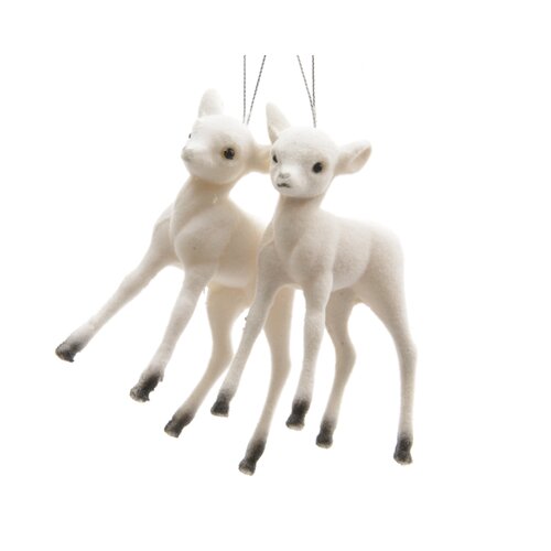 Decoris kerstboom hanger rendier wit - L 3 x B 6,5 x H 7,5 cm