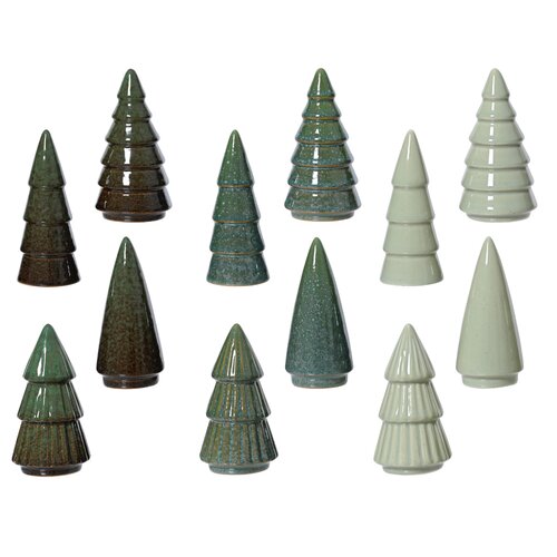 Decoris kerstboom porselein, div. soorten - L 5,2 x B 5,2 x H 10 cm