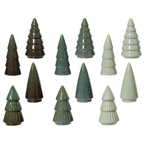 Decoris kerstboom porselein, div. soorten - L 5,2 x B 5,2 x H 10 cm