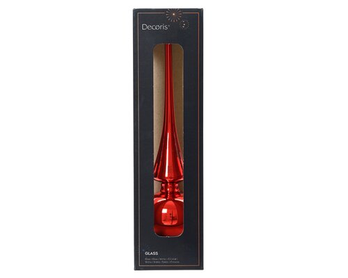 Decoris Kerstboompiek glas - D6xH26cm Kerstrood glanzend - afbeelding 1