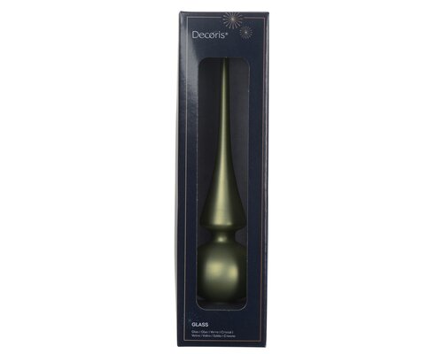 Decoris Kerstboompiek glas - D6xH26cm Rozemarijn mat - afbeelding 1