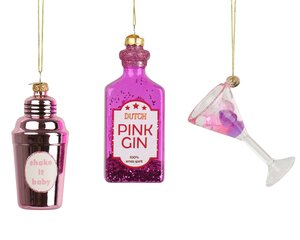 Decoris Kersthangers cocktail glas - D4,8xH10,5cm 3 stuks - afbeelding 3