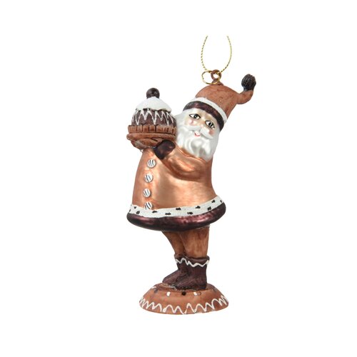 Decoris kerstman hanger glas multi - L 7 x B 4,2 x H 12 cm