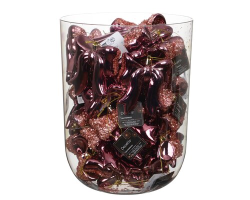 Decoris Kerststrik kunststof - H9,8cm Donkerroze - afbeelding 1