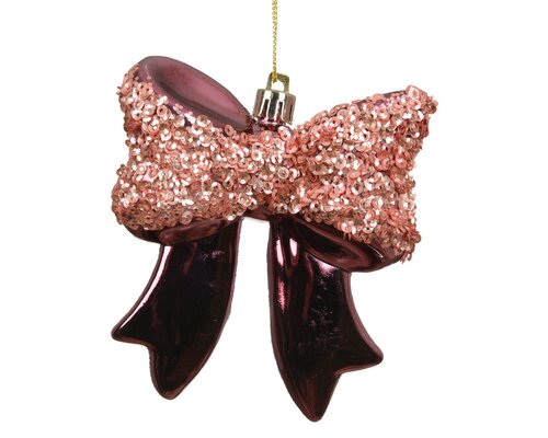 Decoris Kerststrik kunststof - H9,8cm Donkerroze - afbeelding 2