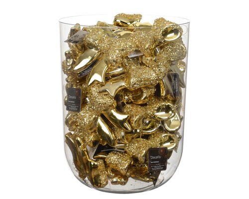 Decoris Kerststrik kunststof - H9,8cm Licht goud - afbeelding 1