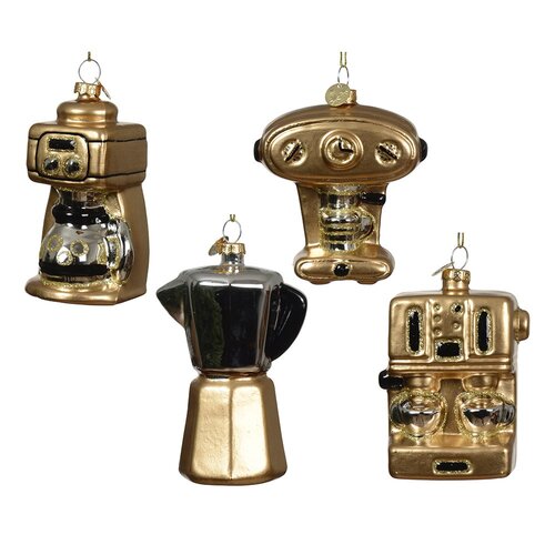 Decoris koffiemachine hanger glas bruin/kleur(en) - L 7,8 x B 4,7 x H 8,8 cm