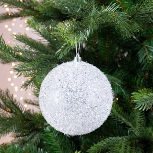 Decoris Kunststof Kerstbal met glitter finish - afbeelding 4