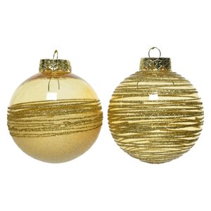 Decoris Kunststof Kerstbal transparant goud met glitter Ø 8 cm - Licht goud - afbeelding 1