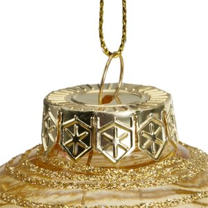 Decoris Kunststof Kerstbal transparant goud met glitter Ø 8 cm - Licht goud - afbeelding 4