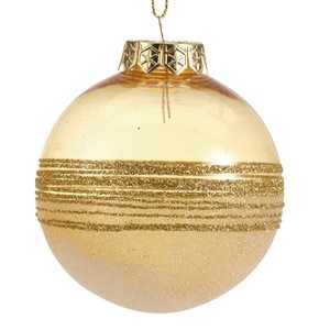 Decoris Kunststof Kerstbal transparant goud met glitter Ø 8 cm - Licht goud - afbeelding 5