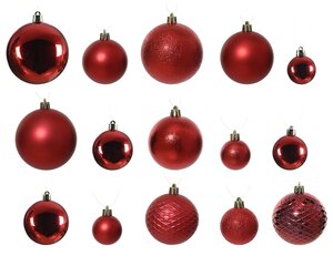 Decoris kunststof kerstballen christmas red 100 stuks - D 4/6/8 cm - afbeelding 2