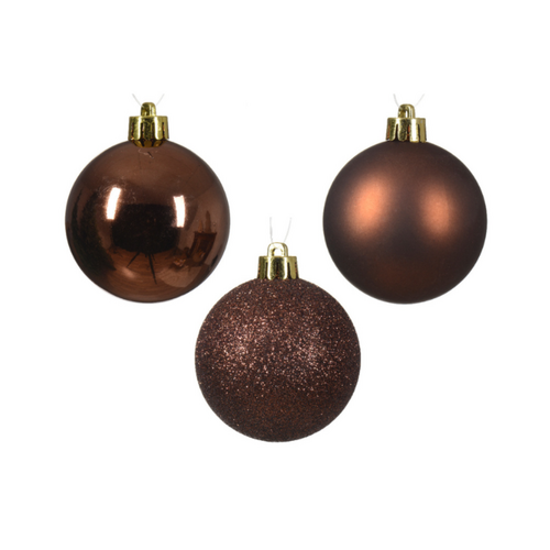 Decoris kunststof kerstballen espresso 100 stuks - D 4/6/8 cm - afbeelding 2