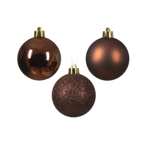 Decoris kunststof kerstballen espresso 100 stuks - D 4/6/8 cm - afbeelding 2