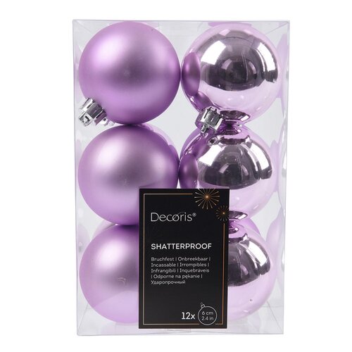 Decoris kunststof kerstballen fris lila - D 6 cm