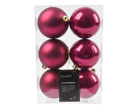 Decoris kunststof kerstballen granaatappel - D 8 cm