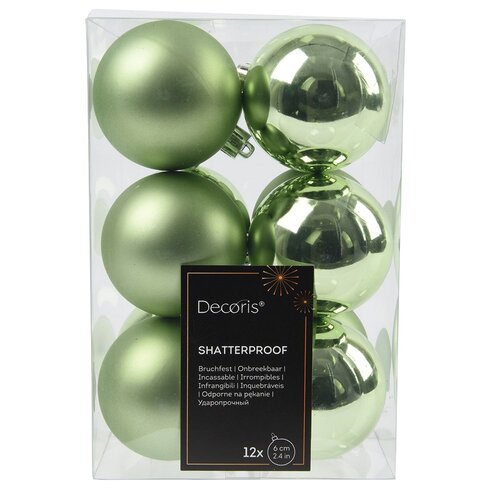 Decoris kunststof kerstballen groene thee - D 6 cm