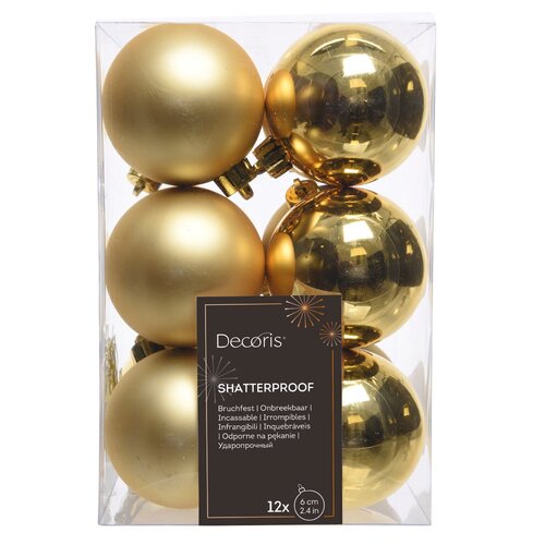 Decoris kunststof kerstballen licht goud - D 6 cm