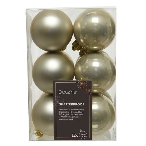 Decoris kunststof kerstballen parel - D 6 cm