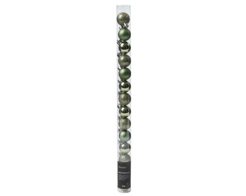 Decoris kunststof kerstballen rosemarijn - D 3 cm