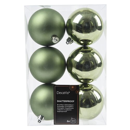 Decoris kunststof kerstballen rosemarijn - D 8 cm