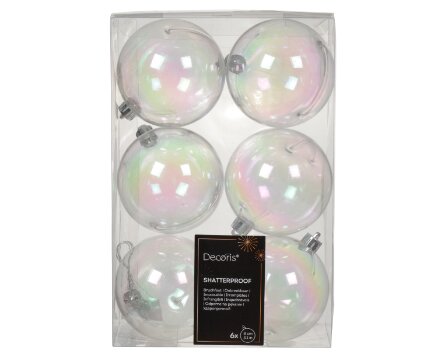 Decoris kunststof kerstballen transparant/iris - D 8 cm