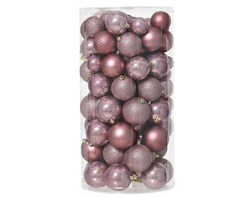 Decoris kunststof kerstballen vintage pink 100 stuks - D 4/6/8 cm