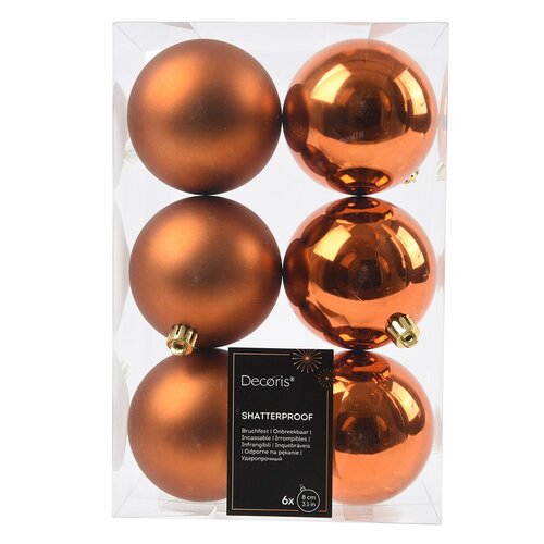 Decoris kunststof kerstballen warme cider - D 8 cm